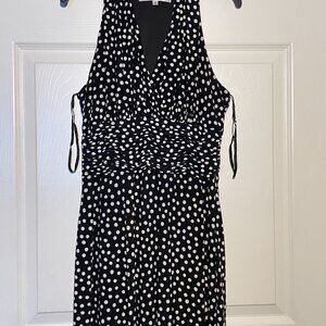 EVAN-PICONE Women’s Black/Polka Dot Stretch Pleated A-line Dress